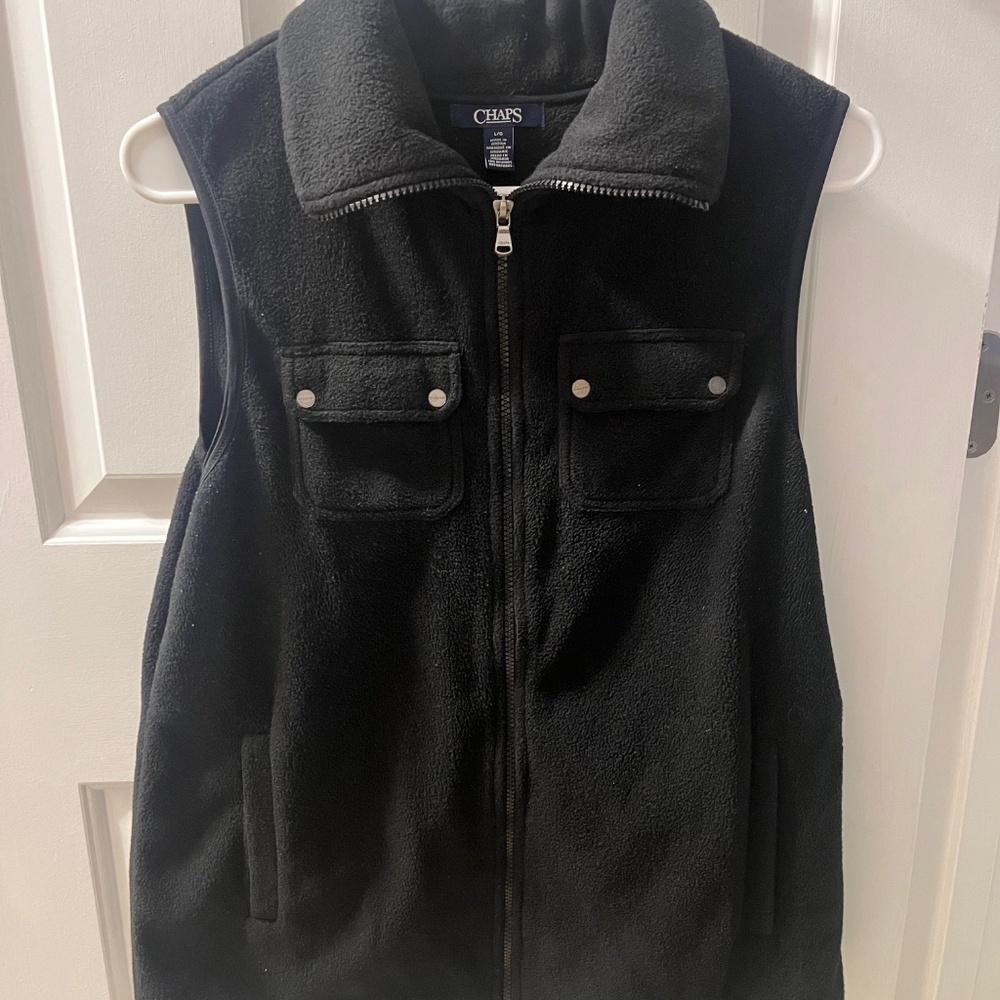 Chaps Black Fleece Vest Size Large